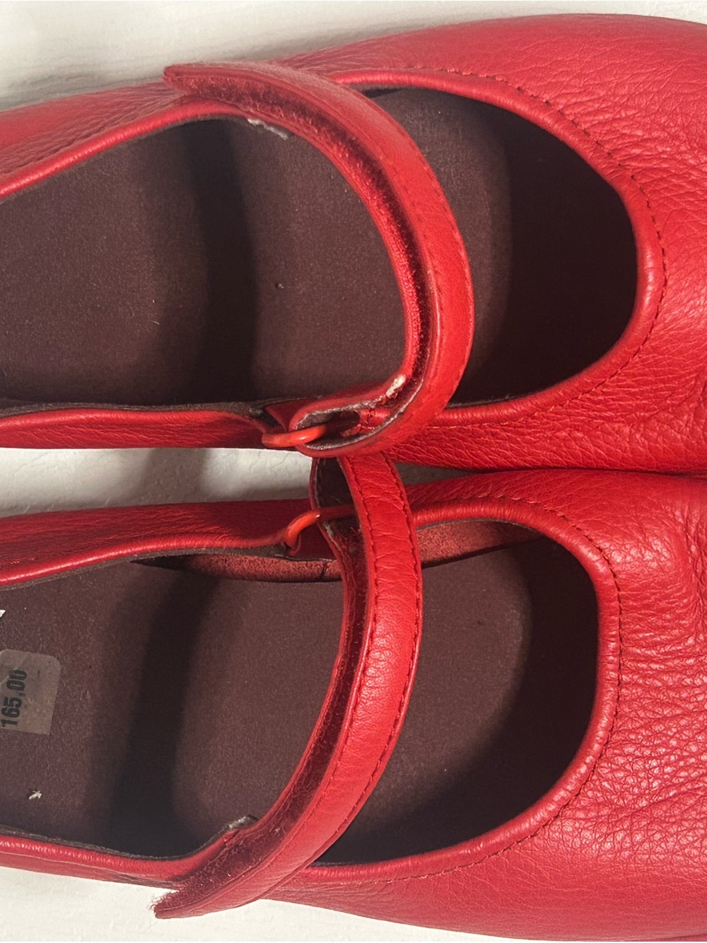 Camper Right Nina Red Leather Mary Jane Flats